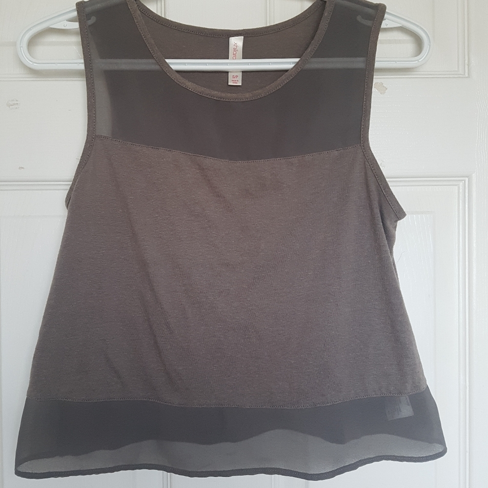 Xhilaration Grey Cropped Tank Sz S